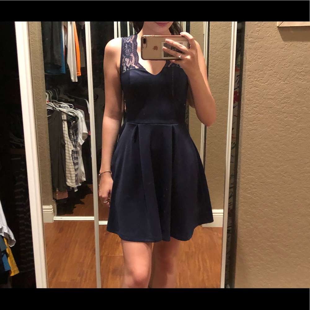 Navy blue with lace dress